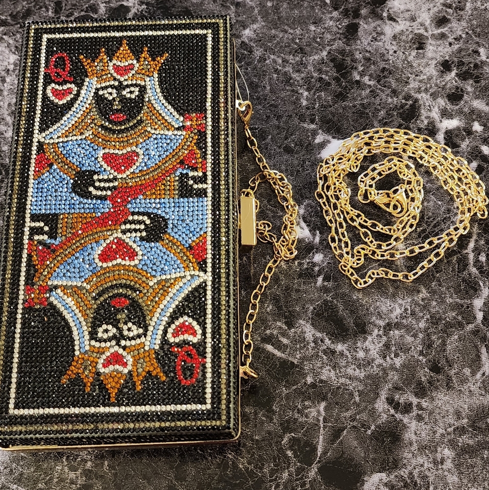 Queen of Hearts Rhinestone Clutch Purse